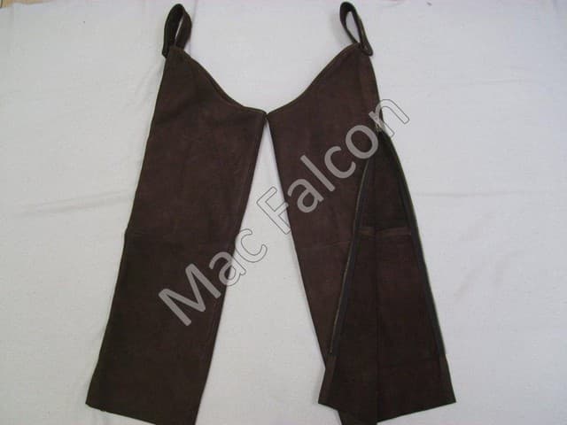Leather falconry legchaps with zipper