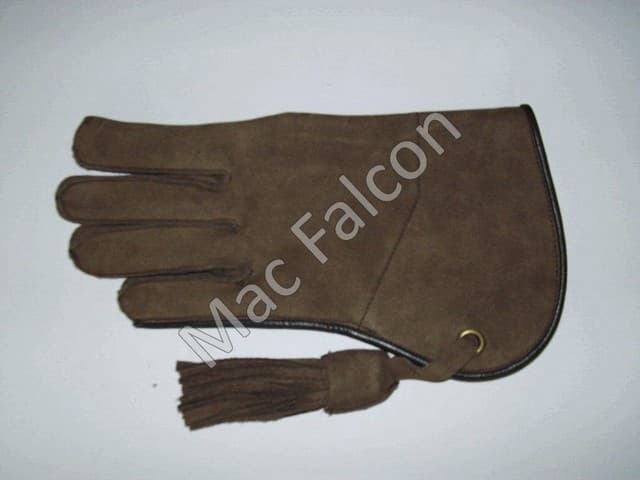 Nubuck - Lederen valkerij handschoen 1 laag en 25 cm lang - Bruin
