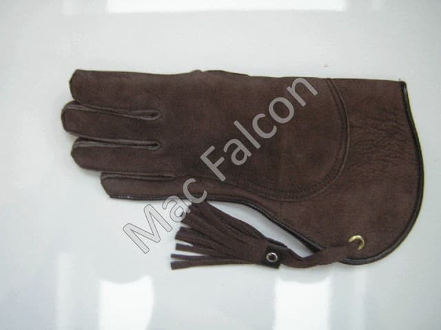 Nubuck - Lederen valkerij handschoen 2 lagen en 30 cm lang - Bruin