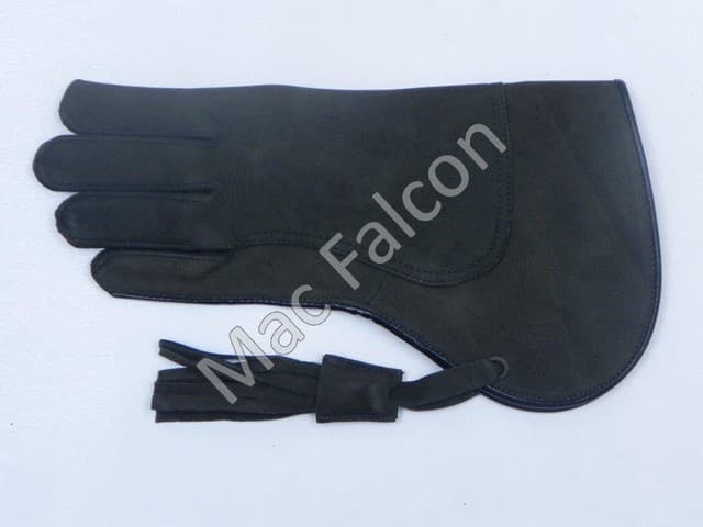 Nubuk - Leder Falknerei Handschuh 2 Schichten und 30 cm lang - olivgrün