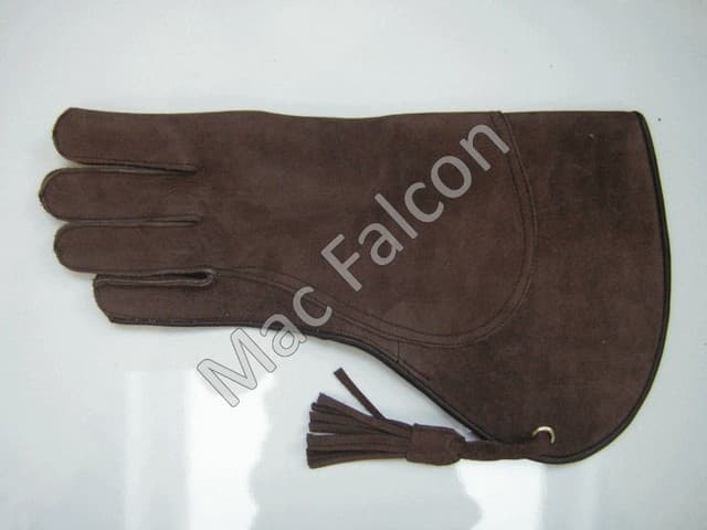 Nubuck - Lederen valkerij handschoen 2 lagen en 35 cm lang - Bruin