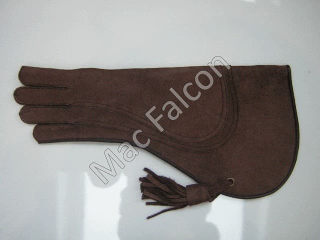 Nubuk - Leder Falknerei Handschuh 3 Schichten und 38 cm lang - Braun
