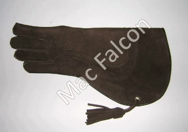 Nubuck - Leather falconry glove 4 layers and 40 cm long - Brown