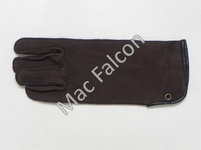 Nubuck - Mac Easy - Lederen valkerij handschoen 1 laag en 30 cm lang - Bruin