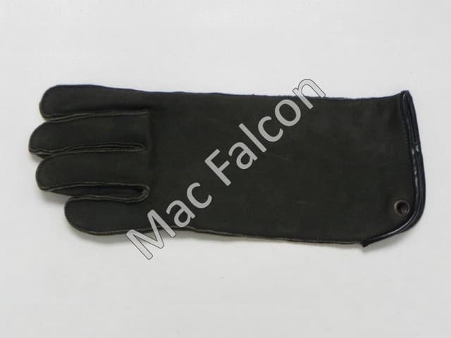 Nubuck - Mac Easy - Lederen valkerij handschoen 1 laag en 30 cm lang - Olijf groen