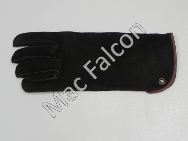 Nubuck - Mac Easy - Lederen valkerij handschoen 1 laag en 30 cm lang - Bruin met beige strip