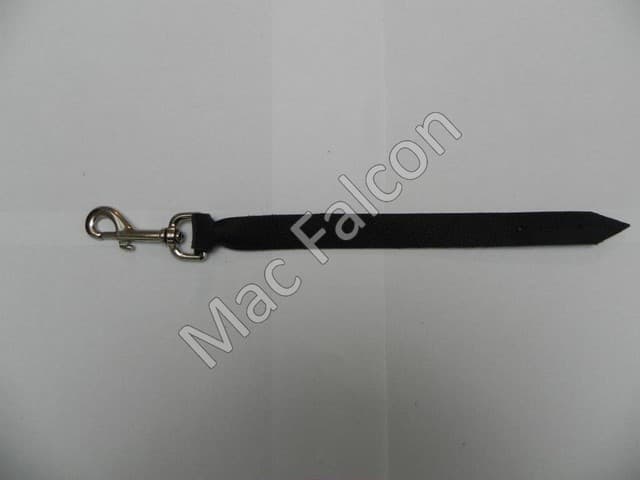 Robust Safety Steel nickel plated snap hook 77 mm long with leather belt - Number 6