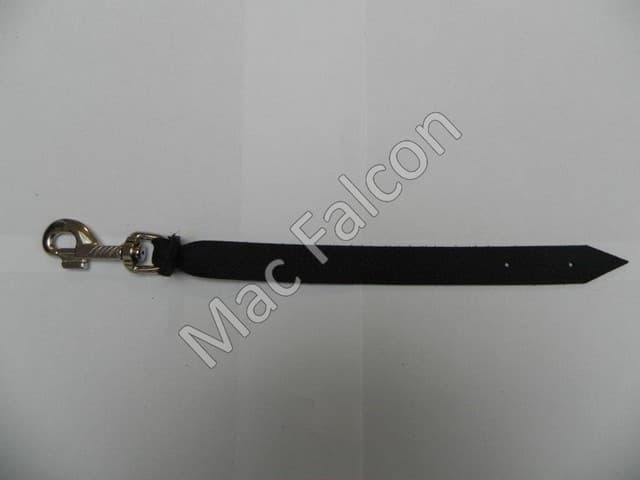 Safety large robust Steel nickel plated snap hook 80 mm long with leather belt - Number 5