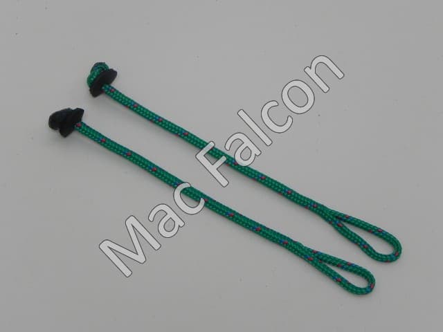Valkerij nylon paracord jesses groen, dikte 4 mm en 16 cm lang
